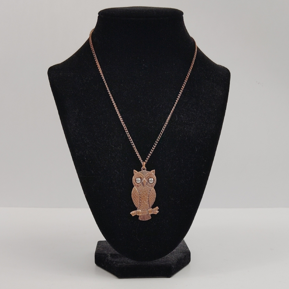 Vintage Solid Copper Owl Necklace